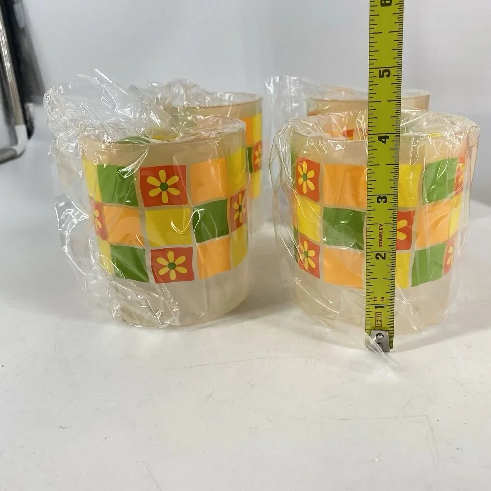 Vintage Sun Country Petal Power Set of 4 Double Old Fashioned Glasses 14 oz NIB